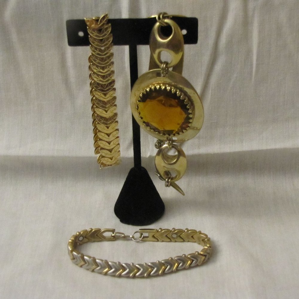Lot of 3 Gold Tone Bracelets